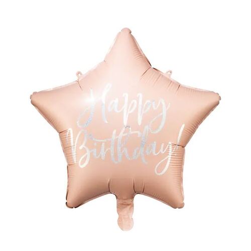 40cm Foil Balloon Glossy Star Cursive Happy Birthday Pastel Pink #252693081 - Each (Pkgd.)