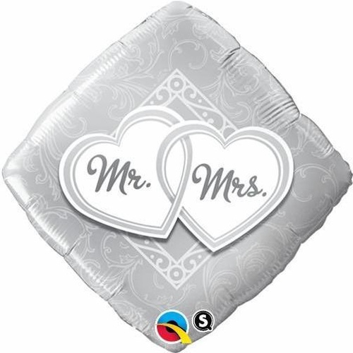 45cm Diamond Foil Mr. & Mrs. Entwined Hearts #25317 - Each (Pkgd.)