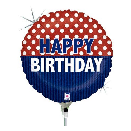22cm Birthday Nautical Foil Balloon #2532025AF - Each (Inflated, supplied air-filled on stick)TEMPORARILY UNAVAILABLE