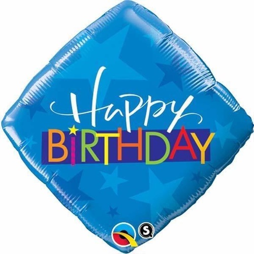 45cm Diamond Foil Birthday Blue Stars #25322 - Each (Pkgd.) 