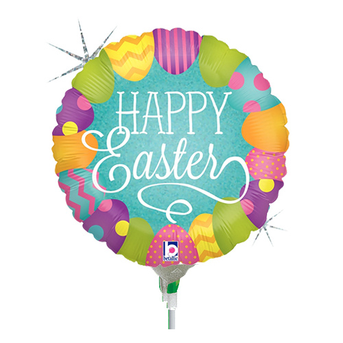 22cm Easter Egg Hunt Holographic Foil Balloon #2532223AF - Each (Inflated, supplied air-filled on stick) SOLD OUT