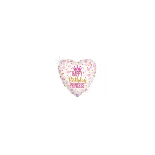 22cm Birthday Princess Holographic Foil Balloon #2532700AF - Each (Inflated, supplied air-filled on stick)TEMPORARILY UNAVAILABLE