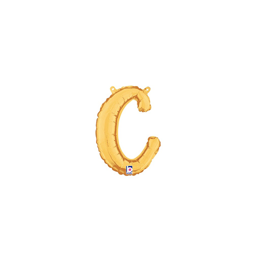 Script Letter C Gold 35cm Foil Balloon #2534703G - Each (Pkgd.)