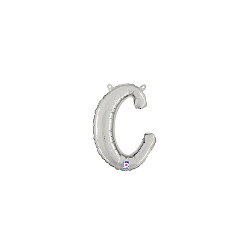 Script Letter C Silver 35cm Foil Balloon #2534703S - Each (Pkgd.)