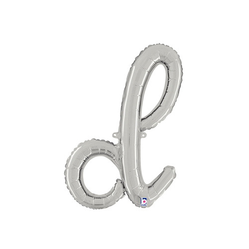 Script Letter D Silver 60cm Foil Balloon #2534704S - Each (Pkgd.)