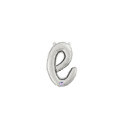 Script Letter E Silver 35cm Foil Balloon #2534705S - Each (Pkgd.) 