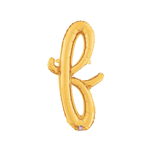 Script Letter F Gold 60cm Foil Balloon #2534706G - Each (Pkgd.) TEMPORARILY UNAVAILABLE