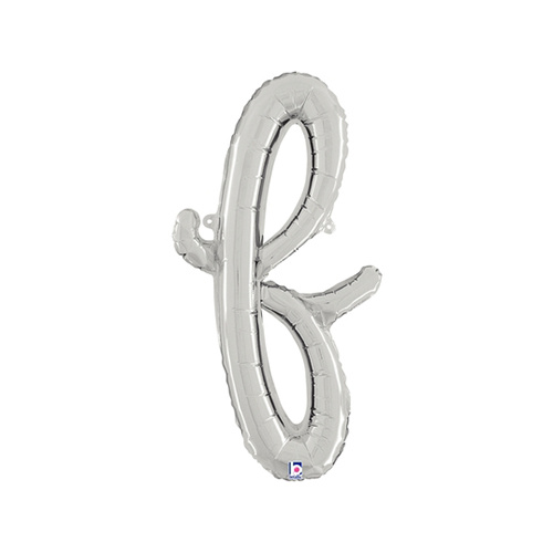 Script Letter F Silver 60cm Foil Balloon #2534706S - Each (Pkgd.) 