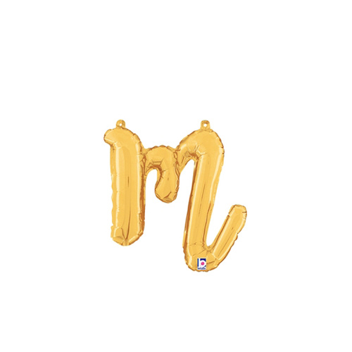 Script Letter M Gold 35cm Foil Balloon #2534713G - Each (Pkgd.)