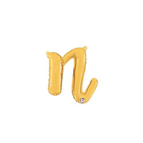 Script Letter N Gold 35cm Foil Balloon #2534714G - Each (Pkgd.)