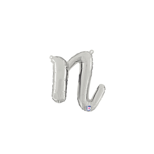Script Letter N Silver 35cm Foil Balloon #2534714S - Each (Pkgd.)