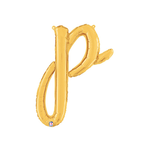 Script Letter P Gold 60cm Foil Balloon #2534716G - Each (Pkgd.)