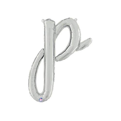 Script Letter P Silver 60cm Foil Balloon #2534716S - Each (Pkgd.)