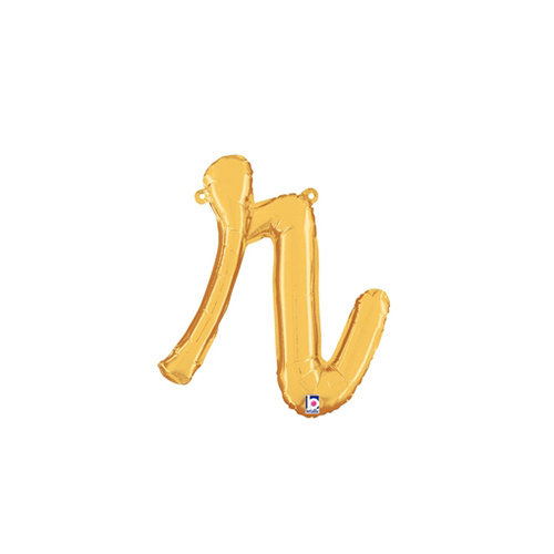 Script Letter R Gold 35cm Foil Balloon #2534718G - Each (Pkgd.) 