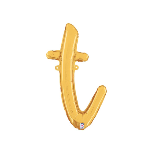 Script Letter T Gold 60cm Foil Balloon #2534720G - Each (Pkgd.) 