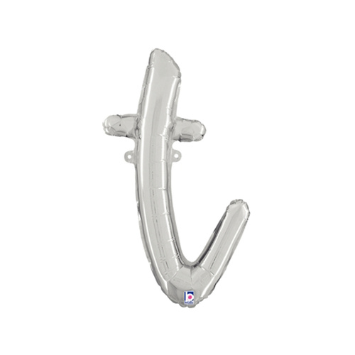 Script Letter T Silver 60cm Foil Balloon #2534720S - Each (Pkgd.)