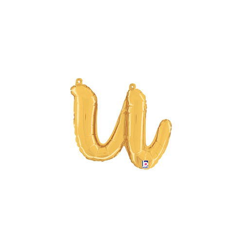Script Letter U Gold 35cm Foil Balloon #2534721G - Each (Pkgd.)