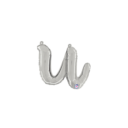 Script Letter U Silver 35cm Foil Balloon #2534721S - Each (Pkgd.)