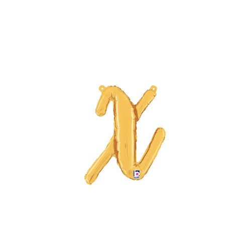 Script Letter X Gold 35cm Foil Balloon #2534724G - Each (Pkgd.)