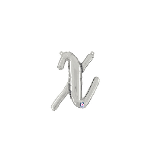 Script Letter X Silver 35cm Foil Balloon #2534724S - Each (Pkgd.)