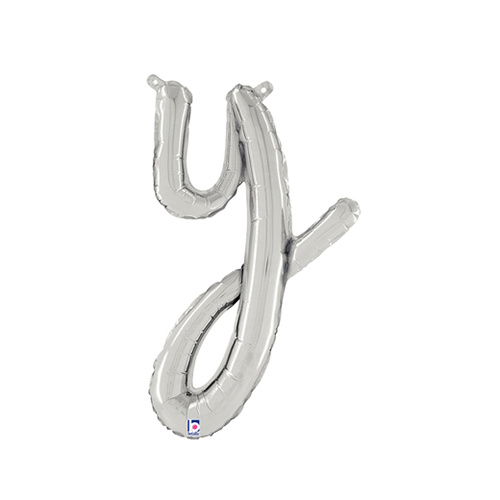 Script Letter Y Silver 60cm Foil Balloon #2534725S - Each (Pkgd.)