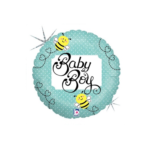 45cm Baby Boy Bee Holographic Foil Balloon #2536160 - Each (Pkgd.)  TEMPORARILY UNAVAILABLE