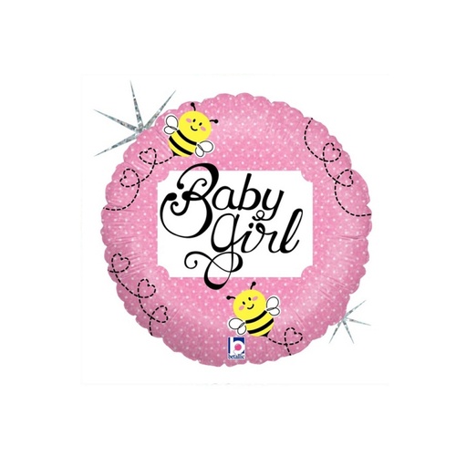 45cm Baby Girl Bee Holographic Foil Balloon #2536161 - Each (Pkgd.)  TEMPORARILY UNAVAILABLE