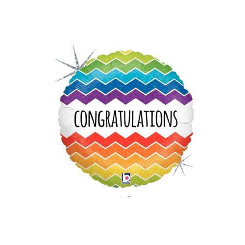 45cm Congratulations Chevron Holographic Foil Balloon #2536172 - Each (Pkgd.) TEMPORARILY UNAVAILABLE 