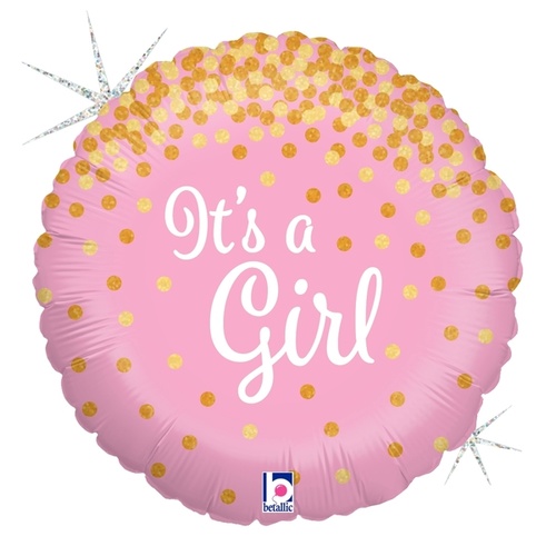 45cm Glittering It's A Girl Round Holographic Foil Balloon #2536586 - Each (Pkgd.) TEMPORARILY UNAVAILABLE