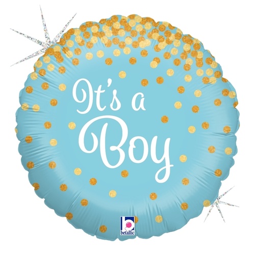 45cm Glittering It's A Boy Round Holographic Foil Balloon #2536587 - Each (Pkgd.)  TEMPORARILY UNAVAILABLE