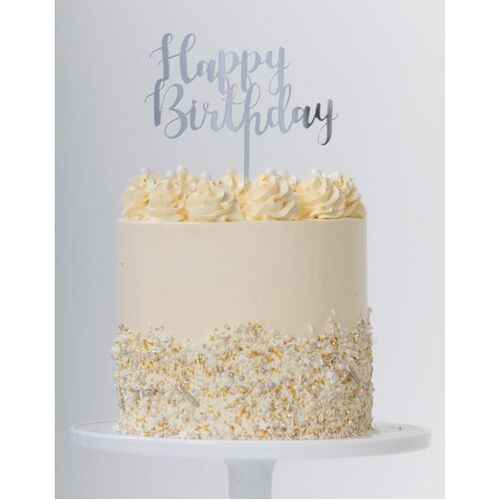 Cake Topper Happy Birthday Silver #25420020- Each (Pkgd.)