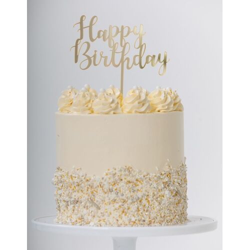 Cake Topper Happy Birthday Gold #25420021 - Each (Pkgd.) TEMPORARILY UNAVAILABLE