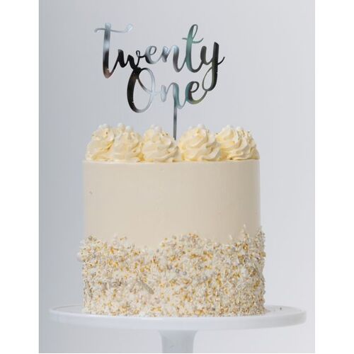 Cake Topper Twenty One Silver #25420110 - Each (Pkgd.)