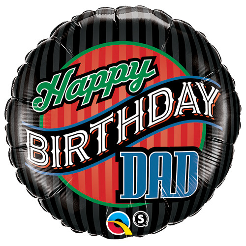 45cm Round Foil Birthday Dad Stripes #25576 - Each (Pkgd.)
