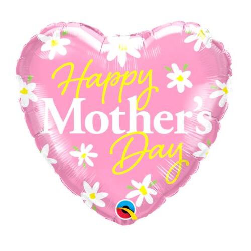 45cm Heart Foil Mother's Day Contempo Daisies #25703 - Each (Pkgd.)