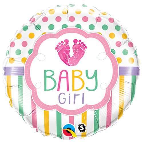 45cm Round Foil Baby Girl LO(feet)E #25746 - Each (Pkgd.) TEMPORARILY UNAVAILABLE 