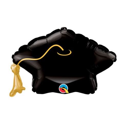 Mini Shape Mini Grad Cap Foil Balloon 35cm #25755AF - Each (Inflated, supplied air-filled on stick)