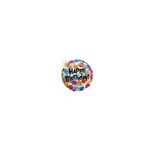 22cm Round Birthday Party Foil Balloon #2582342AF - Each (Inflated, supplied air-filled on stick)