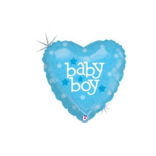 45cm Baby Boy Heart Holographic Foil Balloon #2586601 - Each (Pkgd.)  TEMPORARILY UNAVAILABLE