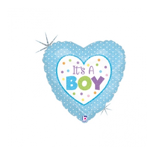 45cm Baby Boy Dots Holographic Foil Balloon #2586898 - Each (Pkgd.) TEMPORARILY UNAVAILABLE