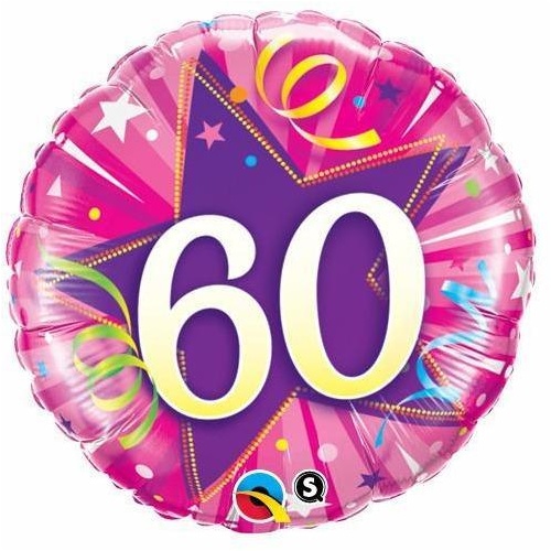 DISC 45cm Round Foil 60 Shining Star Hot Pink #25985 - Each (Pkgd.)