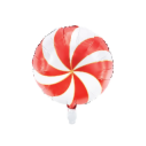 35cm Round Candy Swirl Red Foil Balloon #25PD26107007 - Each (Pkgd.)