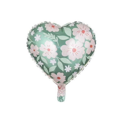 45cm Heart and Flowers Foil Balloon #25PD26124 - Each (Pkgd.) TEMPORARILY UNAVAILABLE