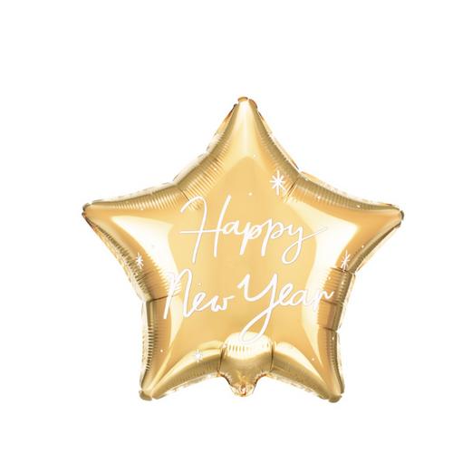 50cm Star Happy New Year Gold Foil Balloon #25PD26148 - Each (Pkgd.)