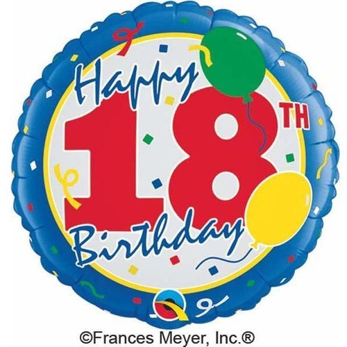 45cm Round Foil 18th Birthday #26015 - Each (Pkgd.) SPECIAL ORDER ITEM