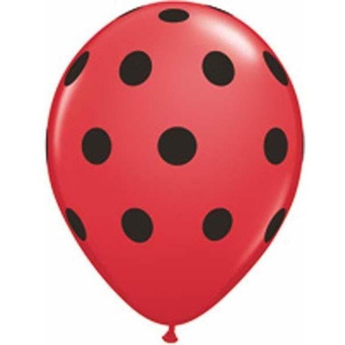 12cm Round Red Big Polka Dots (Black) #26153 - Pack of 100
