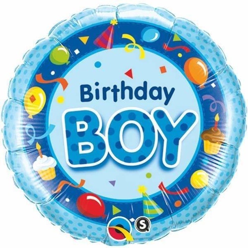 DISC 45cm Round Foil Birthday Boy Blue #26269 - Each (Pkgd.)