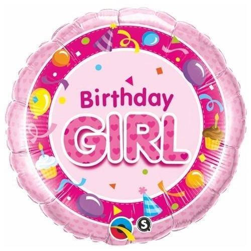 DISC 45cm Round Foil Birthday Girl Pink #26273 - Each (Pkgd.)