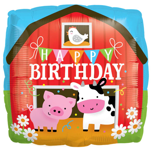 45cm Square Foil Birthday Barn #26549 - Each (Pkgd.)