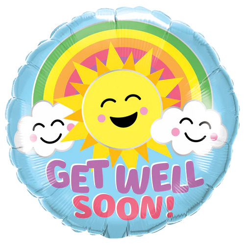45cm Round Get Well Soon Sunny Smiles #26703 - Each (Pkgd.) 